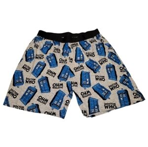 NWOT Doctor Who Gray and Blue TARDIS-patterned Pajama / Lounging Shorts - Size M